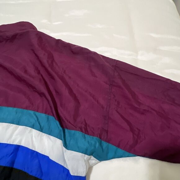 VTG 90S Jacket Mens L Windbreaker Colorblock Striped Full Zip Aviat Sportif - Picture 11 of 13